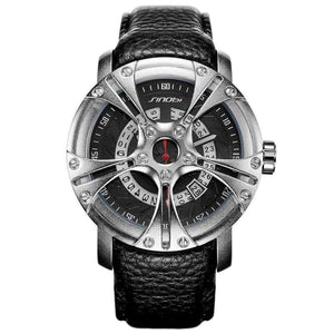 Leather Straps Racing Wheel Sports Watch