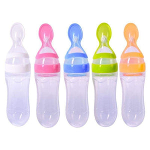 One Hand Baby Feeding Squeezing Silicone Bottle