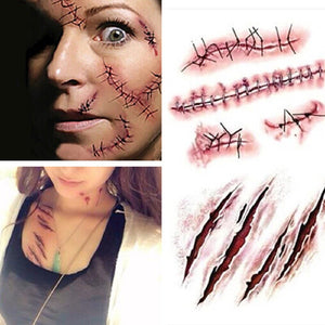2 Piece Halloween Scars Tattoo Stickers