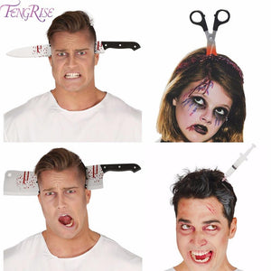 Horror Knife Bloody Machete Headband Halloween Decoration