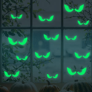 18 Piece Glowing In The Dark Eyes Wall Glass Sticker Halloween Decoration Set
